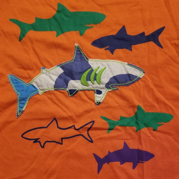 2012 vguc Mini Boden 7-8 years orange camo shark tee - Picture 9 of 11